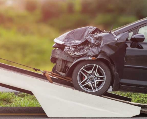 Front-end collision damage. Jackson, MS, car accident lawyers provide expert legal help for injury compensation.