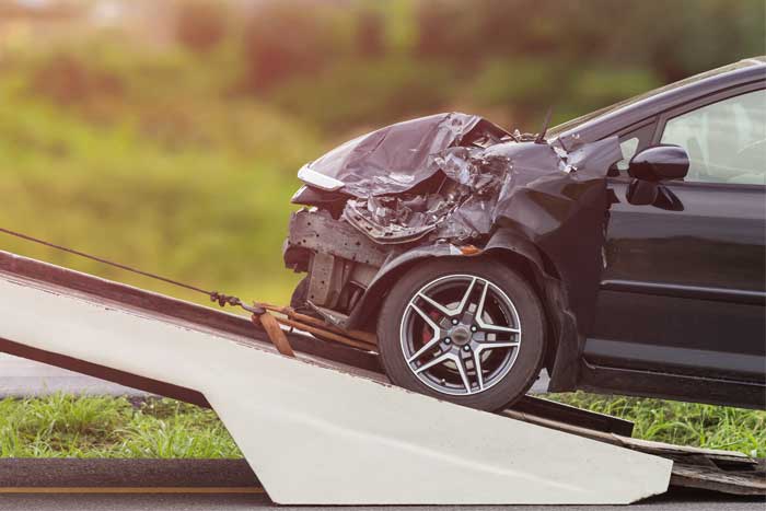 Front-end collision damage. Jackson, MS, car accident lawyers provide expert legal help for injury compensation.